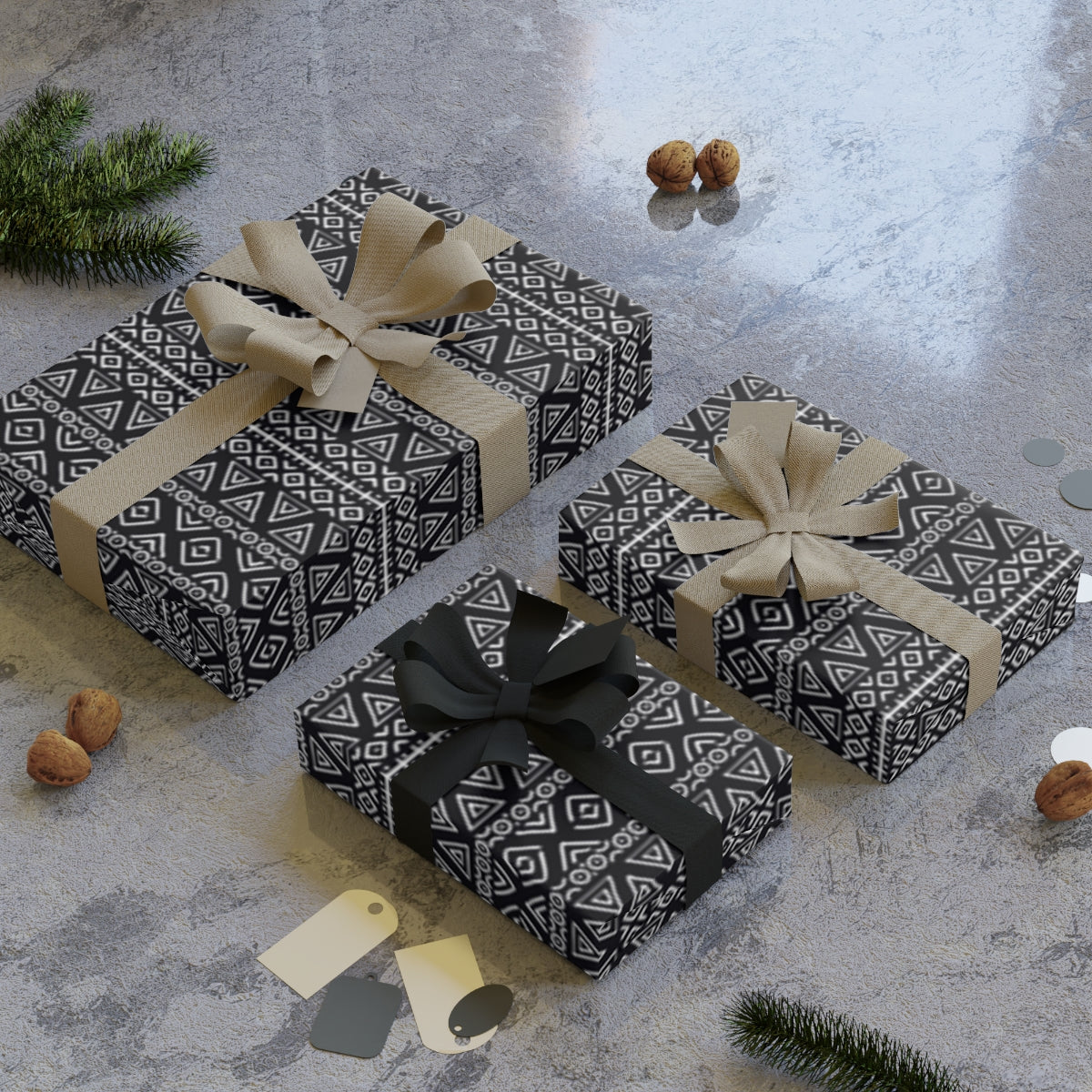 Black and White Christmas Wrapping Paper